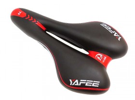 안장(MTB, 전립선 중형, YF-1034-3, 젤부착, 봉제선무, 흑적/흑청/무광흑/유광흑)