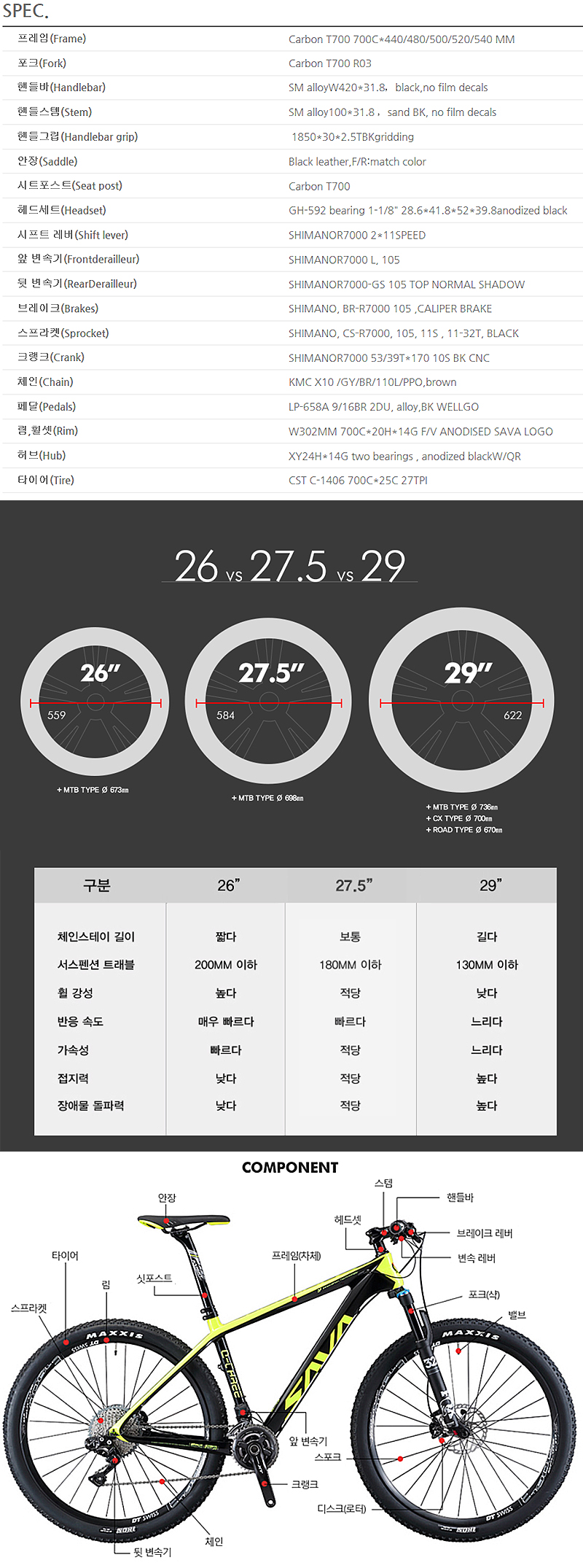 카본 로드(스칼렛 7, 700*22S, 풀카본, 풀시마노105, 흑색)