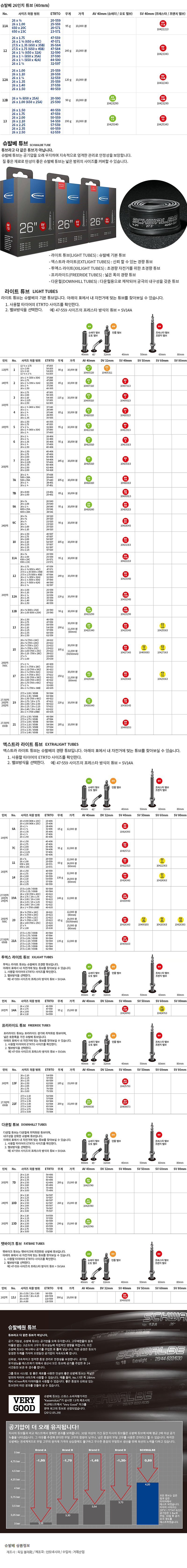 쥬브(26*1.5/2.35, 스왈베 라이트, SV13 (FV), 40/60mm) 스왈베